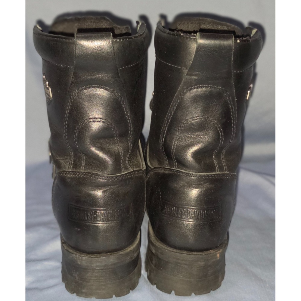 Harley-Davidson Faded Glory Motorcycle Boot Mens 8.5 Black Leather Combat Biker - Picture 3 of 7